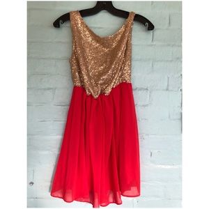 Gold sequined mini dress